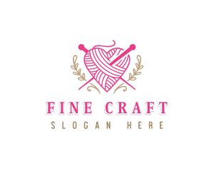 Heart Yarn Needle logo design