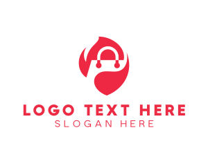Mobile Application - Flaming Shopping Bag logo design