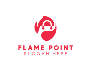 Flaming Shopping Bag logo design