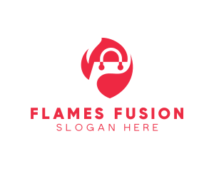 Flaming Shopping Bag logo design