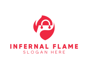 Flaming Shopping Bag logo design