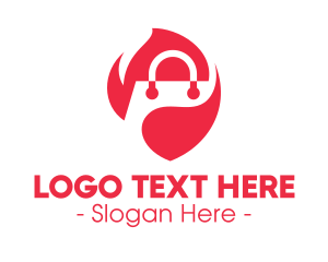Shop - Flaming Shopping Bag logo design