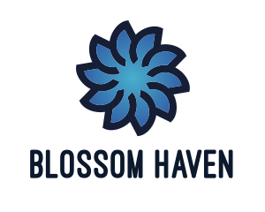 Flowering - Gradient Blue Flower logo design