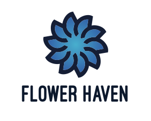 Blossoming - Gradient Blue Flower logo design