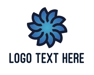 Blue And Orange - Gradient Blue Flower logo design