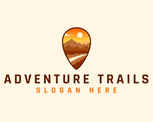 Outdoor Mountain Location Pin logo design