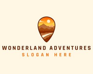 Outdoor Mountain Location Pin logo design