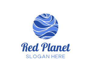 Round Abstract Wave Planet logo design