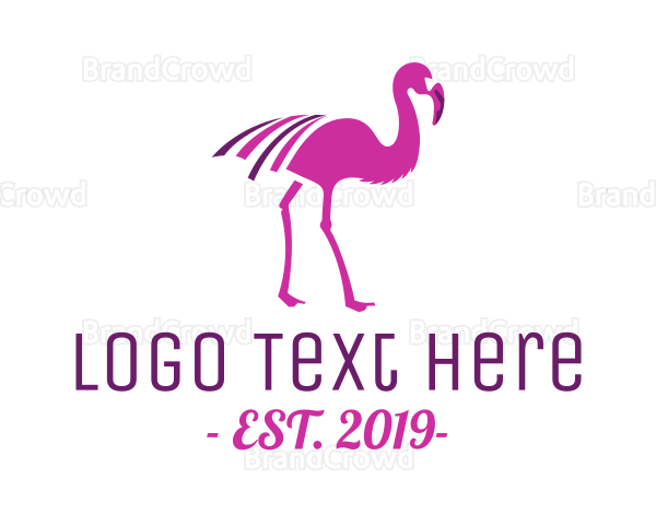 Pink Flamingo Bird Logo