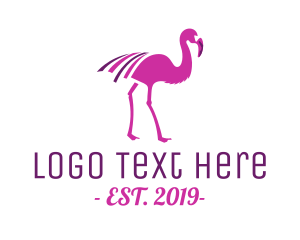 Tired - Pink Flamingo Bird logo design