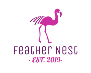 Bird - Pink Flamingo Bird logo design