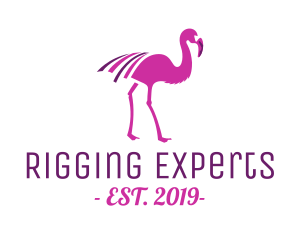 Pink Flamingo Bird logo design