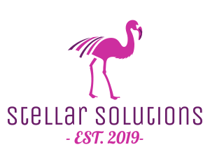 Pink Flamingo Bird logo design