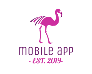 Bird - Pink Flamingo Bird logo design