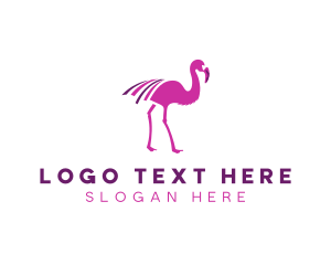 Animal - Pink Flamingo Bird logo design