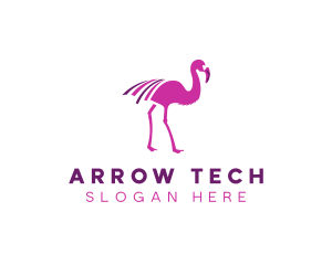 Pink Flamingo Bird logo design