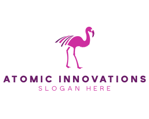 Pink Flamingo Bird logo design