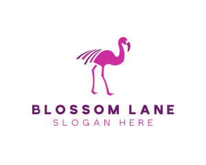 Pink Flamingo Bird logo design