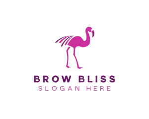 Pink Flamingo Bird logo design