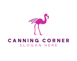 Pink Flamingo Bird logo design