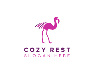 Pink Flamingo Bird logo design