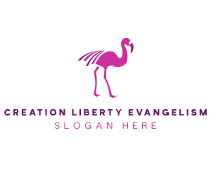 Pink Flamingo Bird logo design