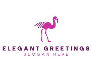 Pink Flamingo Bird logo design