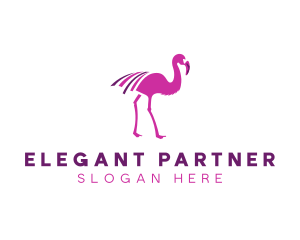 Pink Flamingo Bird logo design