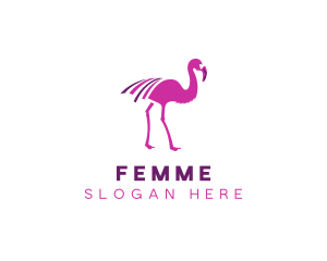 Pink Flamingo Bird logo design