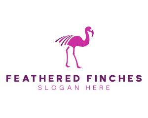 Pink Flamingo Bird logo design