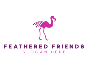 Pink Flamingo Bird logo design