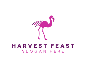 Pink Flamingo Bird logo design