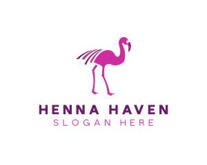 Pink Flamingo Bird logo design