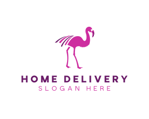 Pink Flamingo Bird logo design