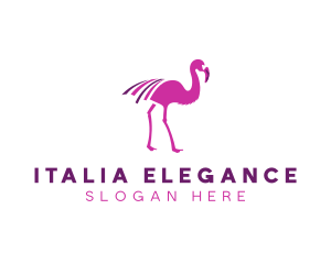 Pink Flamingo Bird logo design