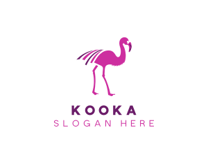 Pink Flamingo Bird logo design