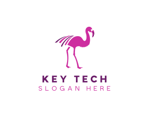 Pink Flamingo Bird logo design