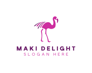 Pink Flamingo Bird logo design