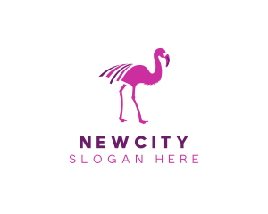 Pink Flamingo Bird logo design