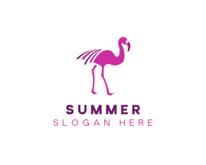 Pink Flamingo Bird logo design