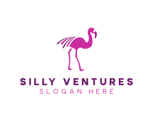 Pink Flamingo Bird logo design