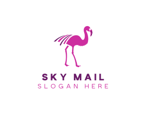 Pink Flamingo Bird logo design