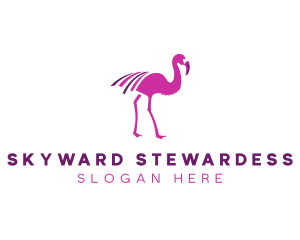 Pink Flamingo Bird logo design