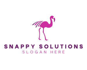 Pink Flamingo Bird logo design