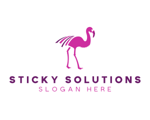 Pink Flamingo Bird logo design