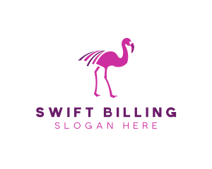 Pink Flamingo Bird logo design