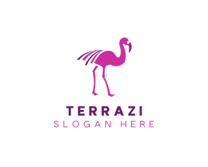 Pink Flamingo Bird logo design