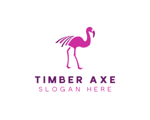 Pink Flamingo Bird logo design