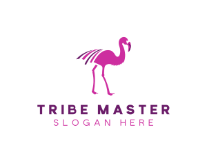 Pink Flamingo Bird logo design