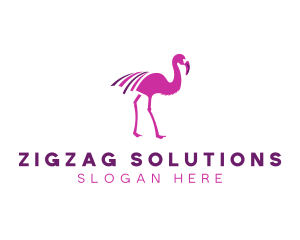 Pink Flamingo Bird logo design